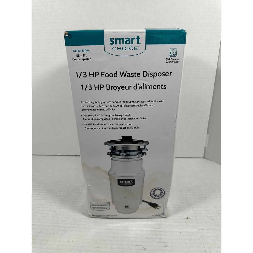 Smart Choice 1/3 HP Food Waste Disposer 2400 RPM Slim Fit SC33DISPC1 White